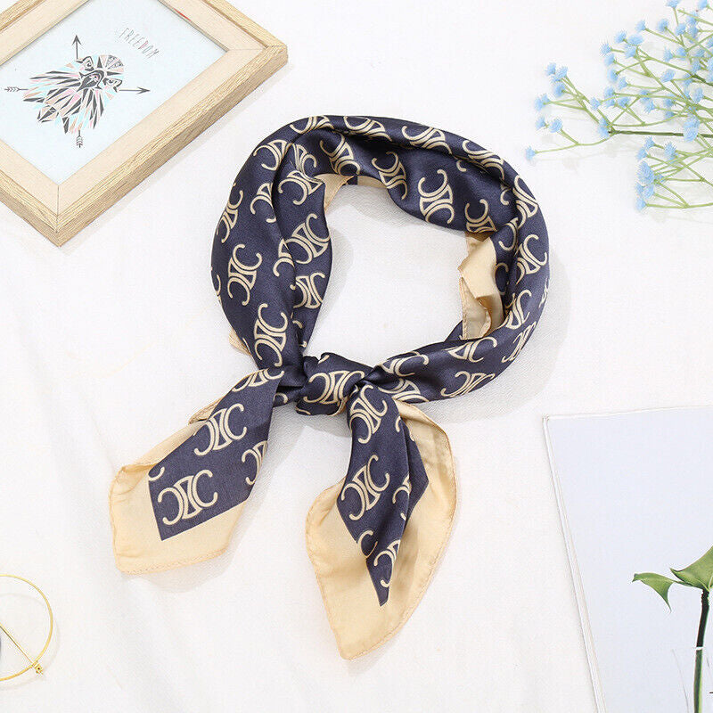 Women Elegant 27In Square Silk Feel Satin Scarf Head Neck Hair Tie Durag Wrap